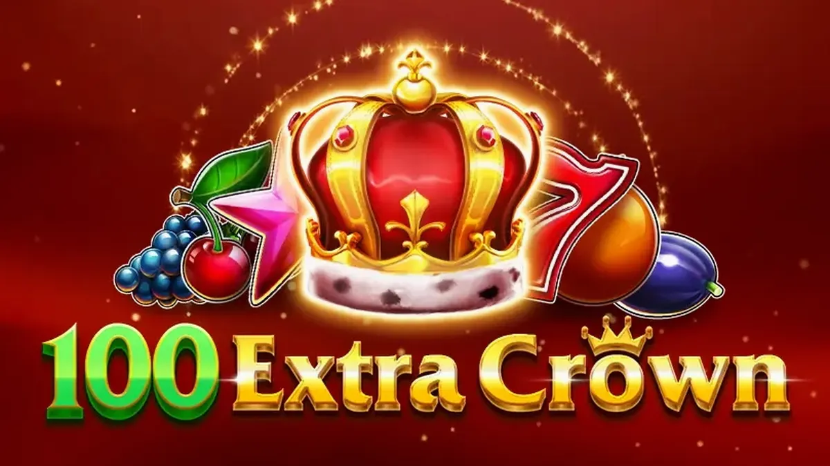 Tampilan visual slot 100 Extra Crown dengan simbol buah dan mahkota